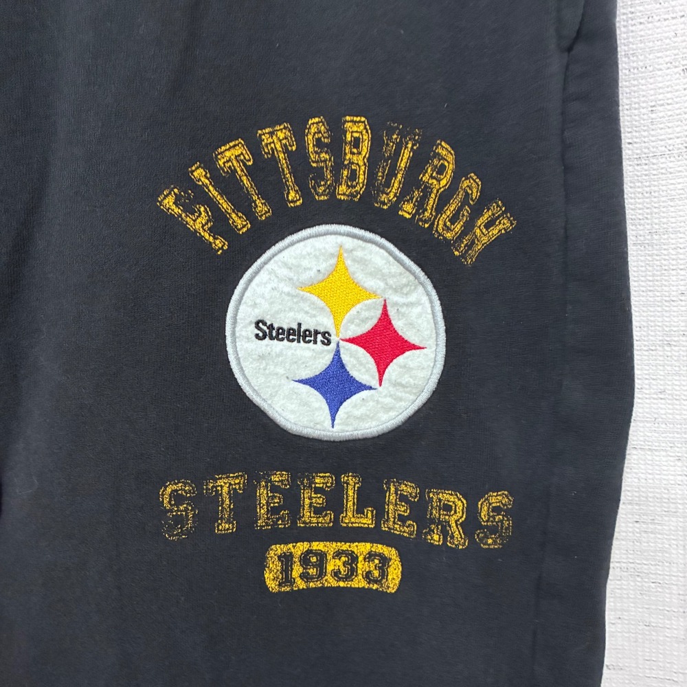 NFL Pittsburgh Steelers Sweatpants Mens 2XL Black Fleece Joggers 1933 Logo